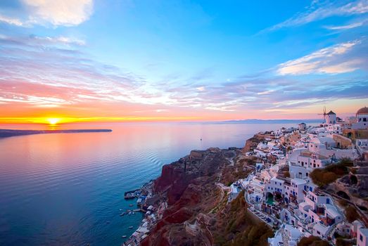 Oia Santorini Greece famous with romantic and beautiful sunsets