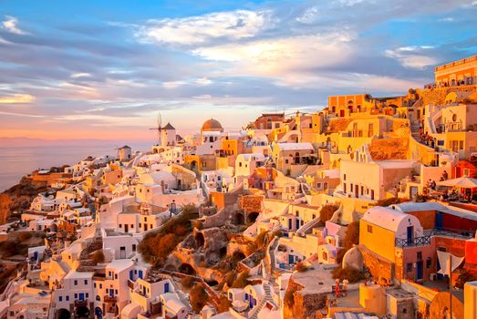 Oia Santorini Greece famous with romantic and beautiful sunsets