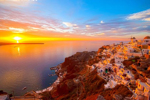 Oia Santorini Greece famous with romantic and beautiful sunsets