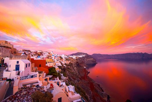 Oia Santorini Greece famous with romantic and beautiful sunsets