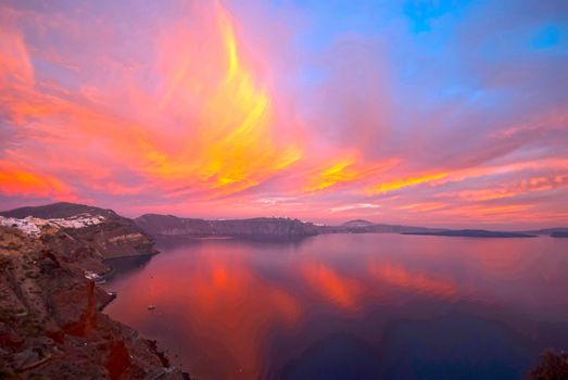 Oia Santorini Greece famous with romantic and beautiful sunsets