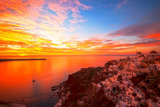 Oia Santorini Greece famous with romantic and beautiful sunsets