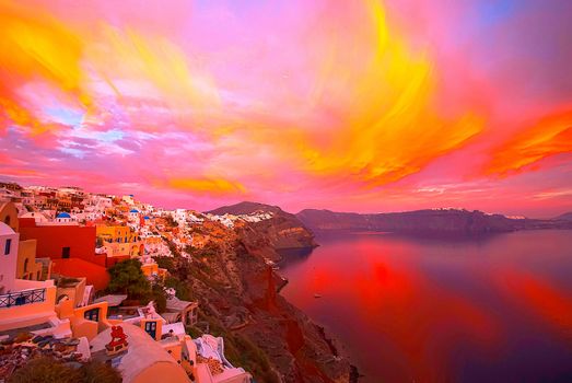 Oia Santorini Greece famous with romantic and beautiful sunsets