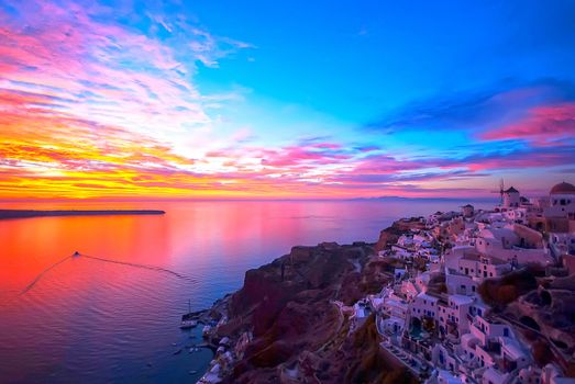 Oia Santorini Greece famous with romantic and beautiful sunsets