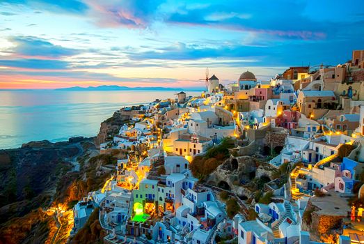 Oia Santorini Greece famous with romantic and beautiful sunsets