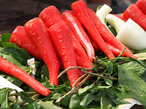 carrots and other vegetables in Delhi street market, India         