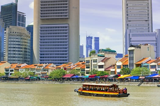 River Boats in Singapore. Center of City.