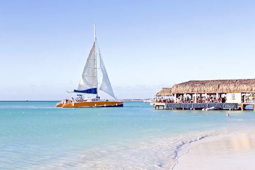 Sailing in the blue caribic sea
