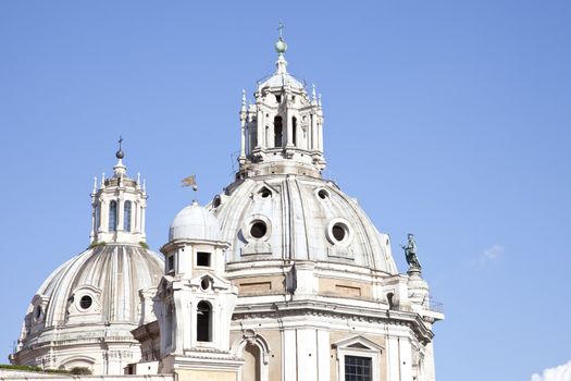 Church of Santa Maria di Loreto and Trajan Column in Rome. Italy