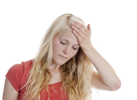 beautiful young woman has headache