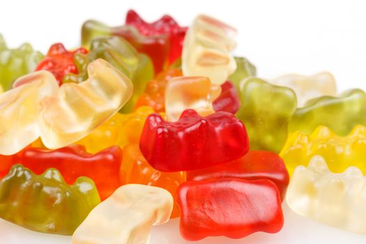 Gummy bears, Colorful jelly bear candies set isolated on white