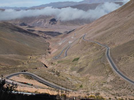 The Cuesta del Lipan (Lipan Slope) is a section of steep zigzags on the National Route 52, located in the Argentine province of Jujuy. In a distance of only 10.5miles the road rises from an altitude of 7,191ft to 16,681ft a.s.l.