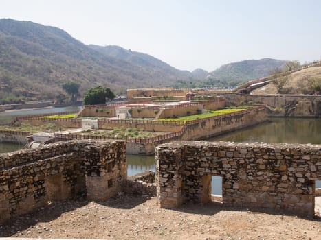 gardens of Amber fort in Jaipur