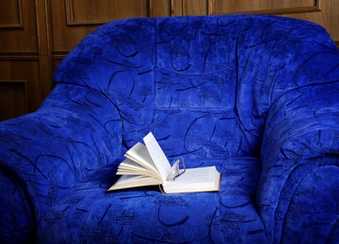 Interior with an armchair and the open book