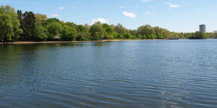 Serpentine lake river in Hyde Park, London, UK