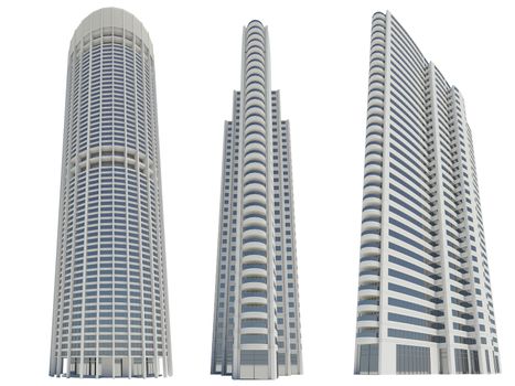 Skyscrapers. Isolated render on a white background