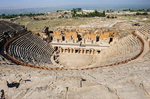 Ruins of theater in ancient Hierapolis, now Pamukkale, Turkey