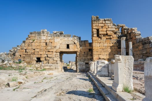 Ruins of ancient Hierapolis, now Pamukkale, Turkey