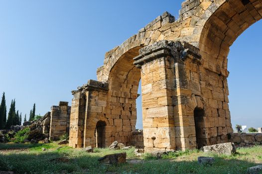 Ruins of ancient Hierapolis, now Pamukkale, Turkey