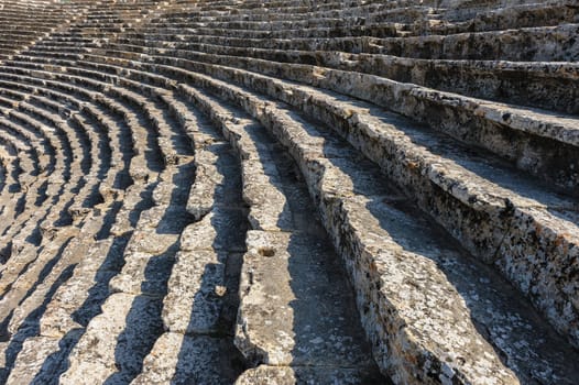 Ruins of theater in ancient Hierapolis, now Pamukkale, Turkey