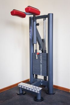 gym interior with standing calf raises  machine