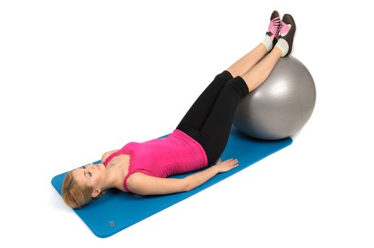 Stability Fitness Ball Leg Curls, Female Butt Exercise, phase 1 of 2