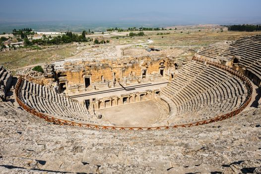 Ruins of theater in ancient Hierapolis, now Pamukkale, Turkey