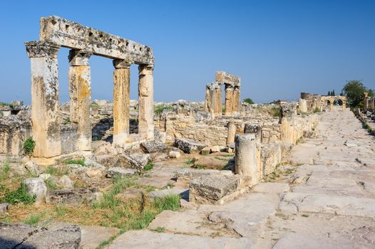 Ruins of ancient Hierapolis, now Pamukkale, Turkey