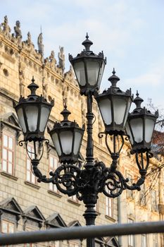 Old fashioned street light in Lviv, Ukraine