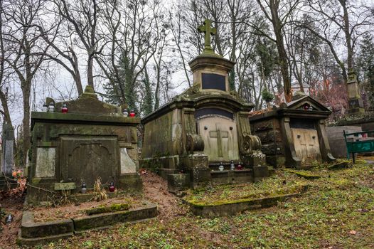 Old tombs at Lychakiv cemetery, Lviv, Ukraine