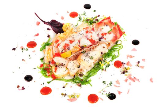 Lobster salad in japanese style with chuka seaweed and tobico