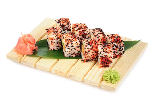 Karaoke rolls maki sushi, isolated on white