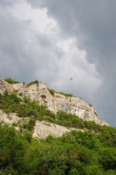 Cloudy weather over Crimea Mountains, summer.