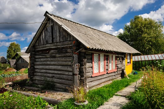 Old traditional wooden house at the north of Russia