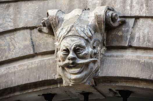 Scary gargoyle on the gateway in Lviv, Ukraine