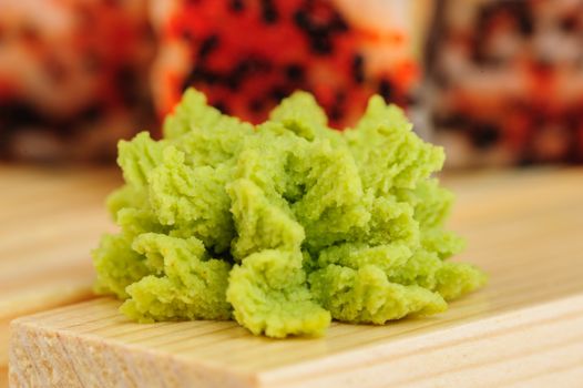 extreme closeup of wasabi, hot japanese sauce