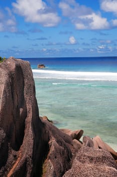 anse source d'argent beach in la digue in seychelles island