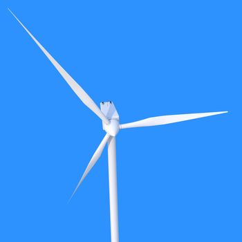 Wind power generator on blue background