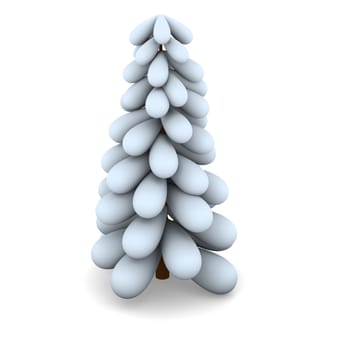 White christmas tree illustration isolated on white background