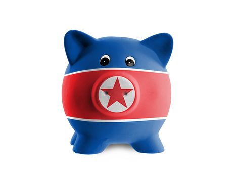 Unique pink ceramic piggy bank isolated, North Korea