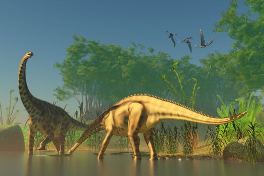 Spinophorosaurus was one of the titanic dinosaurs that inhabited swamps of the Jurassic Era.