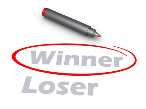 Winner word is circled rather than the Loser word, and a marker