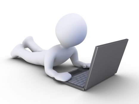 3d person lying on the ground is using a laptop