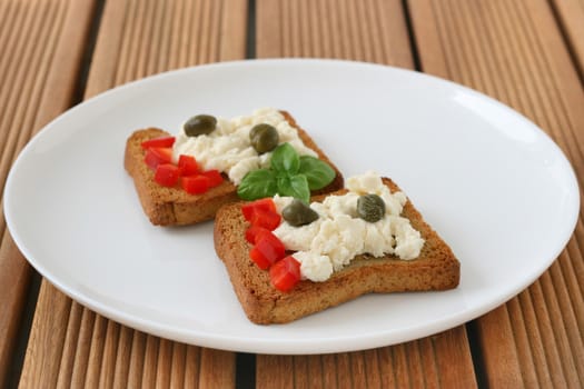 toasts with cottage cheese
