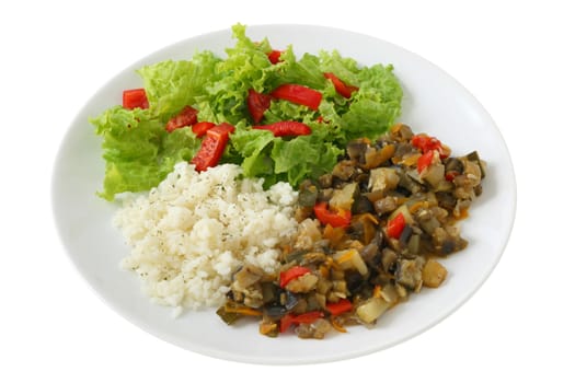 rice with vegetables and salad