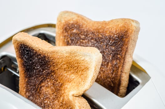 Close up of Toast in a toaster Path  ; does not include shadow under toaster