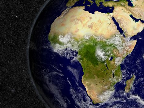 Africa region on planet Earth from space with stars in the background. Elements of this image furnished by NASA.