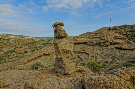 Buddist Volcanic Rocks Column in Tenerife Canary Islands Spain