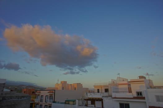 Cloudscape, Colored Clouds at Sunset near the Ocean