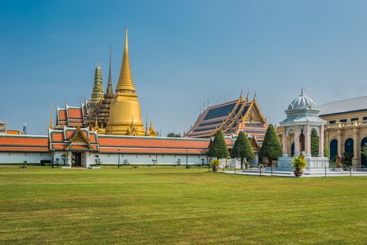 Grand Palace courtyard western porch Wat Phra Kaew temple of the emerald buddha at Bangkok Thailand